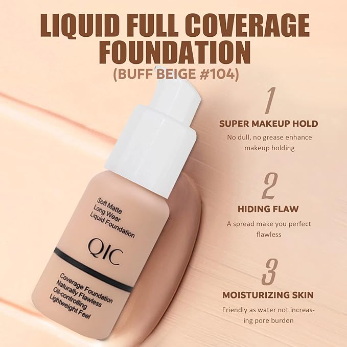 All in One Makeup Kit for Women Full Kit, Includes 12 Colors Naked Eyeshadow,Liquid Foundation, Lipstick Set, Mascara, Makeup Brush, Makeup Sponge, Eyebrow Powder, Eyebrow Soap, Eyeliner Stamp(#104)-Velvo Beauty