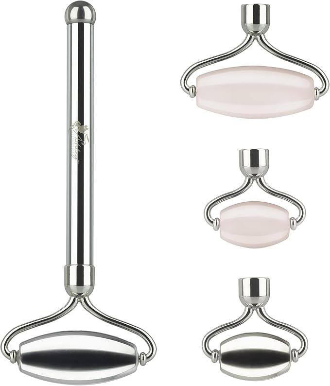 Stainless Steel Ice Roller & Rose Quartz Facial Set | Luxury Skin Care Tools for Lymphatic Drainage, Product Absorption, Skin Tightening, & Relaxation-Velvo Beauty