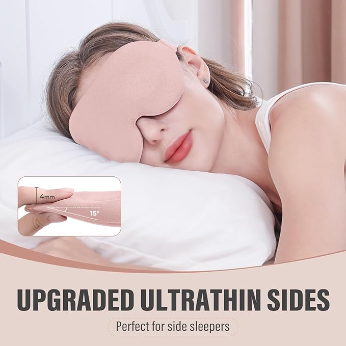 YIVIEW Sleep Mask for Side Sleeper, Complete Light Blocking 3D Pink Sleeping Eye Mask, Soft Breathable Eye Cover for Women Men, Relaxing Zero Pressure Night Blindfold-Velvo Beauty