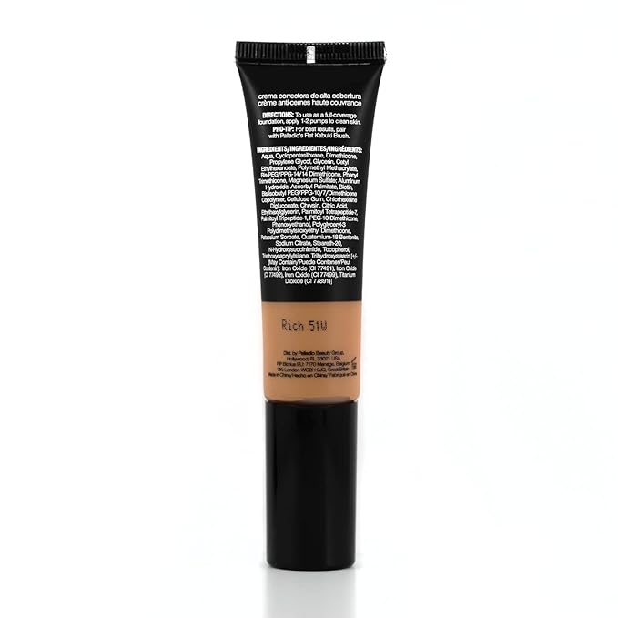 Palladio Full-Coverage Color Correction CC Cream, Oil-Free w/ Peptides&Vitamin C, Best for Correcting Redness&Uneven Skin Tone, Buildable Foundation (Rich 51W, Warm Undertone), 0.87 Fl Oz (Pack of 1)-Velvo Beauty