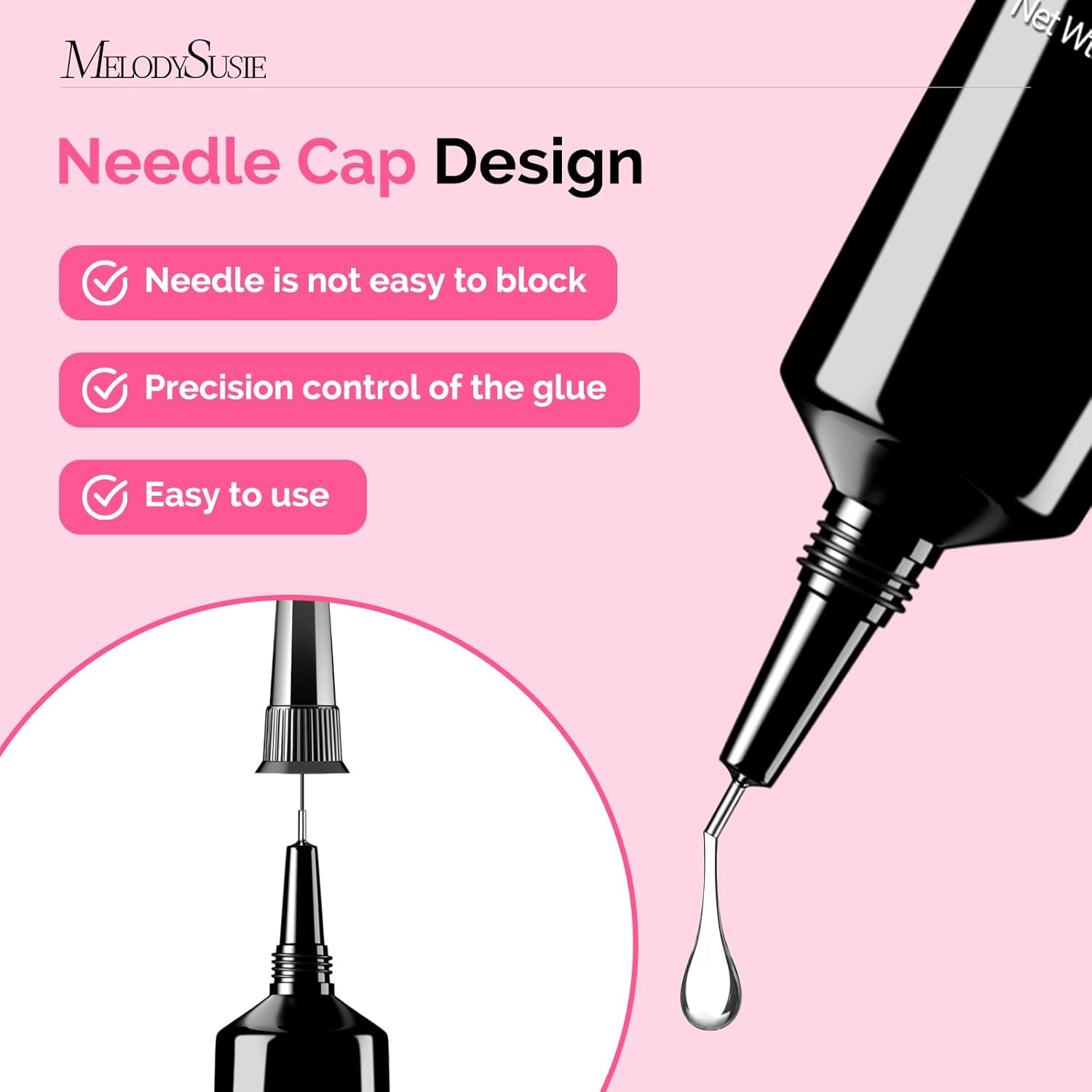 MelodySusie 15g Pinpoint Nail Rhinestone Glue for Nails Super Strong Gel for Nail Charms Gems 3D Nail Gel UV Nail Glue for Nail Art Design Nail Chrome-Velvo Beauty