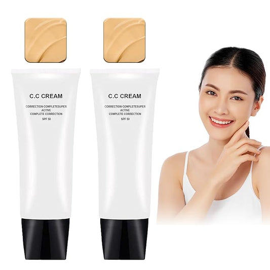 NOISSUE Cc Cream Skin Tone Adjusting CC Cream SPF 50, Face Sunscreen and Foundation, Colour Correcting Self Adjusting Soft Moisturizing Skin Tone Gel Invisible Pore Light Oil-Free (2pcs-Natural)-Velvo Beauty