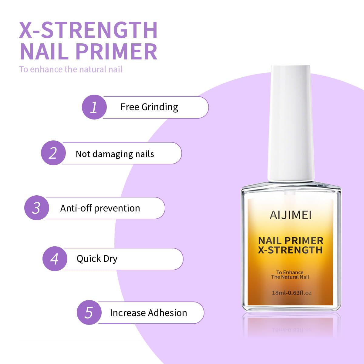 AIJIMEI 18ml Nail Prep Dehydrator And Nail Primer X-Strength Set For Acrylic Nail Products Nail Primer And Dehydrator Nail Bonding Nails（18ml/0.63fl.oz）-Velvo Beauty