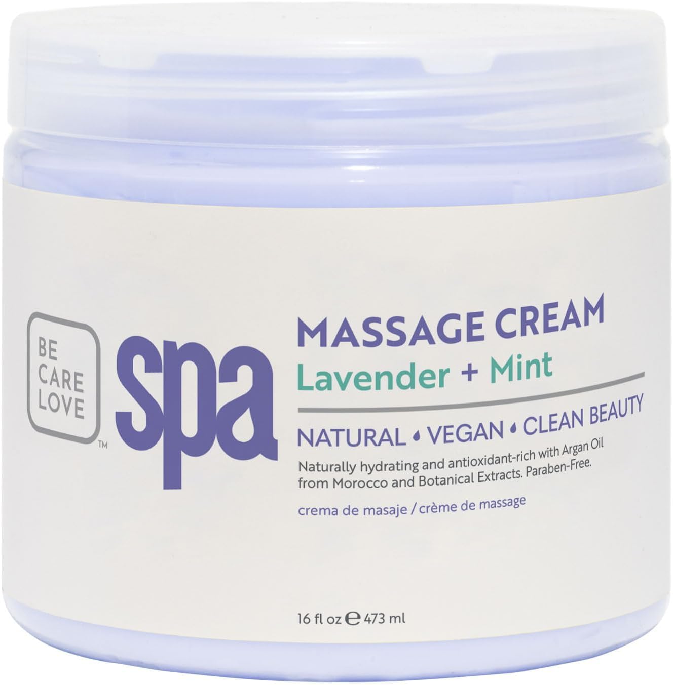 BCL SPA Massage Cream - Body Lotion & Body Cream with Organic Lavender + Mint, Shea Butter, Kelp, Arnica, Aloe Vera, Argan and Jojoba Oils - Calm, Moisturize and Soothe skin. Home/Pro Use 16 fl oz-Velvo Beauty