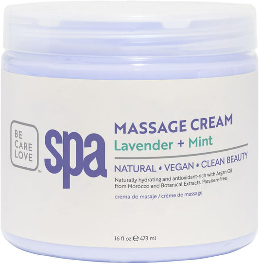 BCL SPA Massage Cream - Body Lotion & Body Cream with Organic Lavender + Mint, Shea Butter, Kelp, Arnica, Aloe Vera, Argan and Jojoba Oils - Calm, Moisturize and Soothe skin. Home/Pro Use 16 fl oz-Velvo Beauty