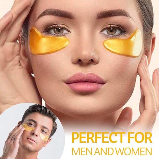 VERONNI Eye Lip Mask Set -20pcs Under Eye Patches,10pcs Gold Lip Mask -24K Gold Crystal Eye Lip Pads Treatment for Dry Lip,Dark Circles Eyes Moisturizing, Hydrating(Gold Eye Lip Mask Set)-Velvo Beauty