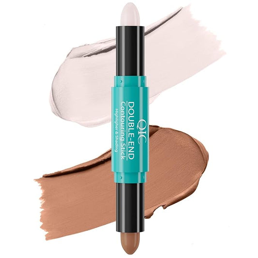 MEICOLY 2-in-1 Highlighter Contour Stick,Cool Toned Contour Stick,Makeup Highlighter Stick,Long Lasting Waterproof Bronzer Contour Pencil,Travel Cream Face Shaping Stick,01-Velvo Beauty