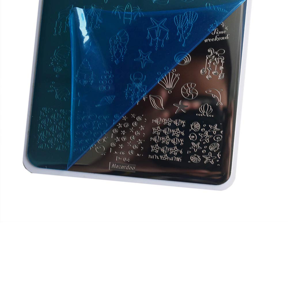 2Pcs/Set Animal Zebra Strips Stamping Template Geometry Letter Words Creative Large Size Nail Plate Printer Nail Image Plate 14.5×9.5cm (D04/D08)-Velvo Beauty