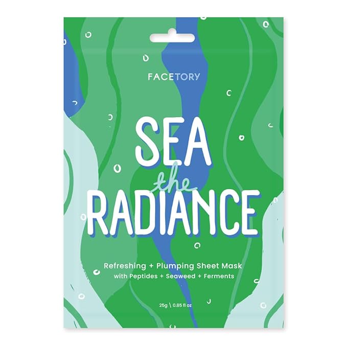 FACETORY K Beauty Face Mask Skin Care - SEA THE RADIANCE PLUMPING Sheet Mask with Peptides & Seaweed Extract | Hydrates, Firms, Rejuvenates (10 Pack)-Velvo Beauty