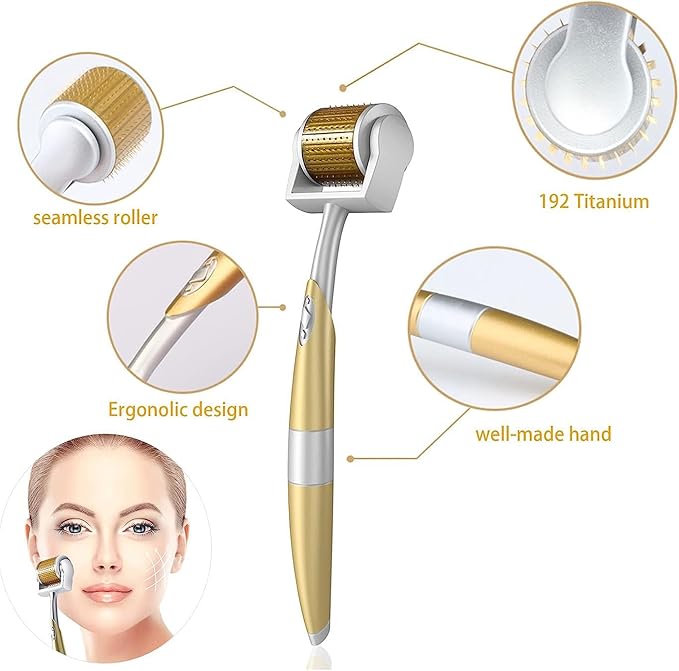 Derma Roller Real Needle, 192 Titanium Microneedle Roller Face Body for Home Use - includes Storage Case-Velvo Beauty