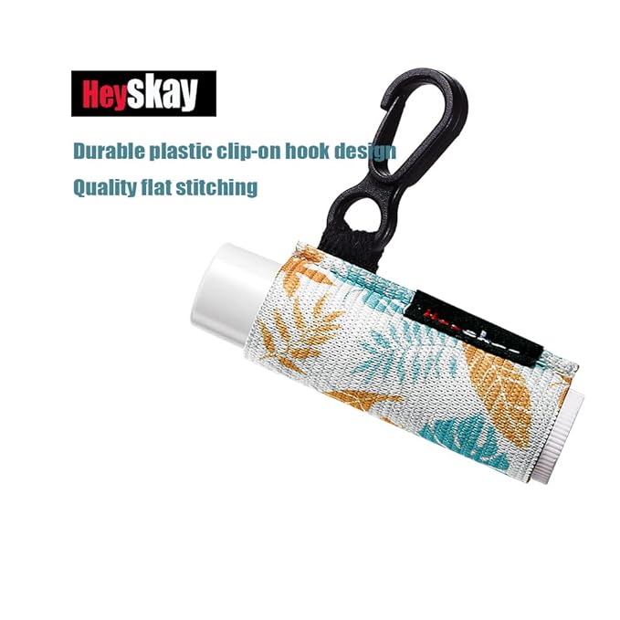 HEYSKAY Lip Balm Holder Sleeves Keychain Chapstick Elastic Sleeves (Black/light blue strip/dark blue strip) 3 Count (Pack of 1)-Velvo Beauty