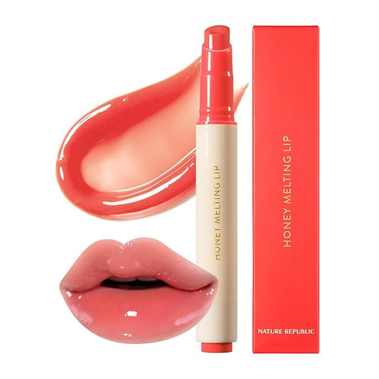 Nature Republic HONEY MELTING LIP (10 PEACH) SOFT LIP STICK, Hydrating Gloss, Moisturizing balms, Sheer tint, Shine & Glowy Finish, korean make up-Velvo Beauty