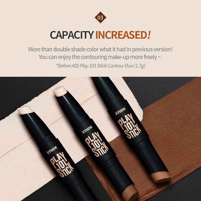 ETUDE Play 101 Stick Contour Duo #2(21AD) | Creamy Shading and Highlighter Duo for Easy Contouring Makeup | Kbeauty-Velvo Beauty