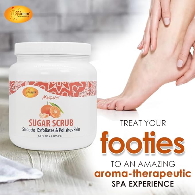 SPA REDI Sugar Scrub - Exfoliating, Moisturizing, Hydrating and Nourishing, Glow, Polish, Smooth and Fresh Skin - Body Exfoliator, Mandarin - 58 Oz-Velvo Beauty