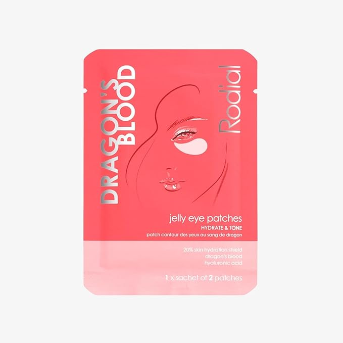 Rodial Dragon's Blood Jelly Eye Patches (1 Sachet), Elasticity and Firmness, Hyaluronic acid and Dragon's Blood for Plumping and Deep Hydration, Makeup Prep-Velvo Beauty