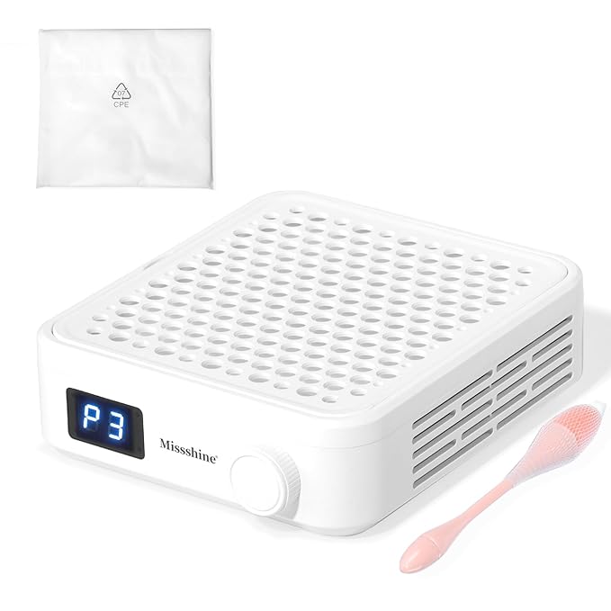 Missshine Nail Dust Collector with Adjustable Suction Power，Mini Vacuum Nail fan Dust Collector With Reusable Filter for Girls-Velvo Beauty