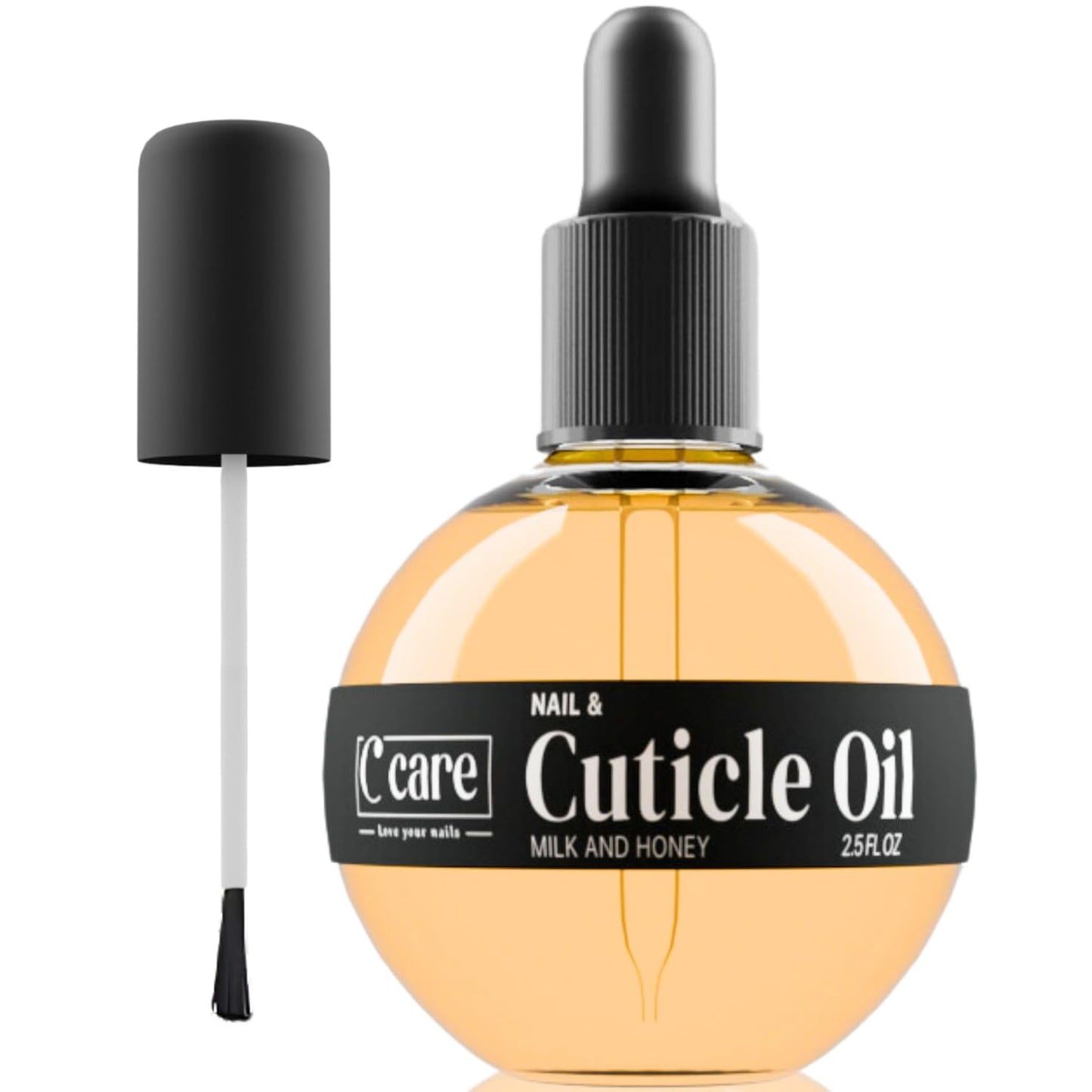 C CARE Cuticle Oil For Nails - Milk and Honey Nail Oil - Repairs Moisturizes and Strengthens Nails and Cuticles Overnight - Dropper & Brush included - Large 2.5 oz bottle-Velvo Beauty