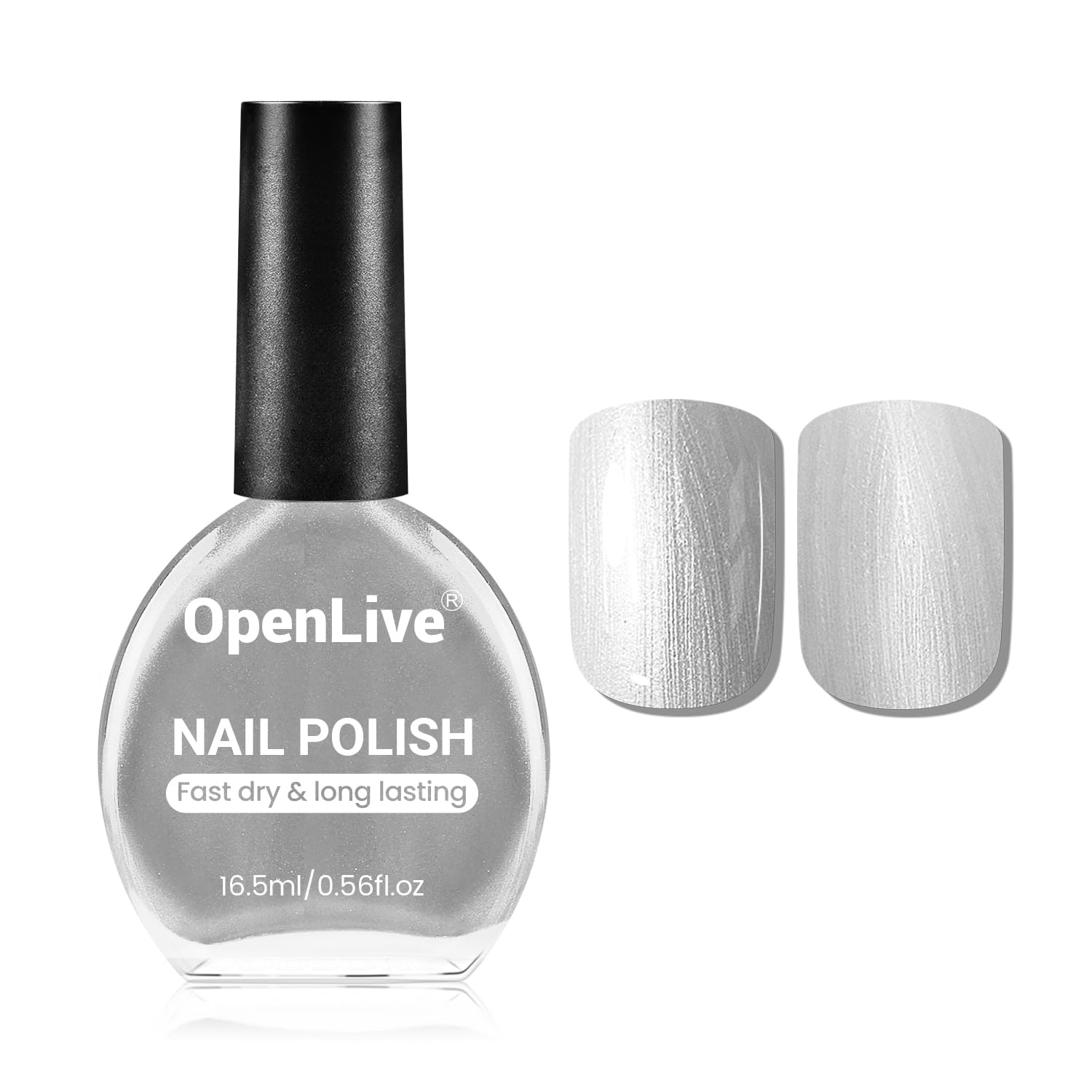 16.5ml Glitter Silver Nail Polish Large Volume Quick Dry Nail Polish, Long Lasting Shine, Fingernail Toenail Nail Art DIY Home Travel Nail Art Gift-Velvo Beauty