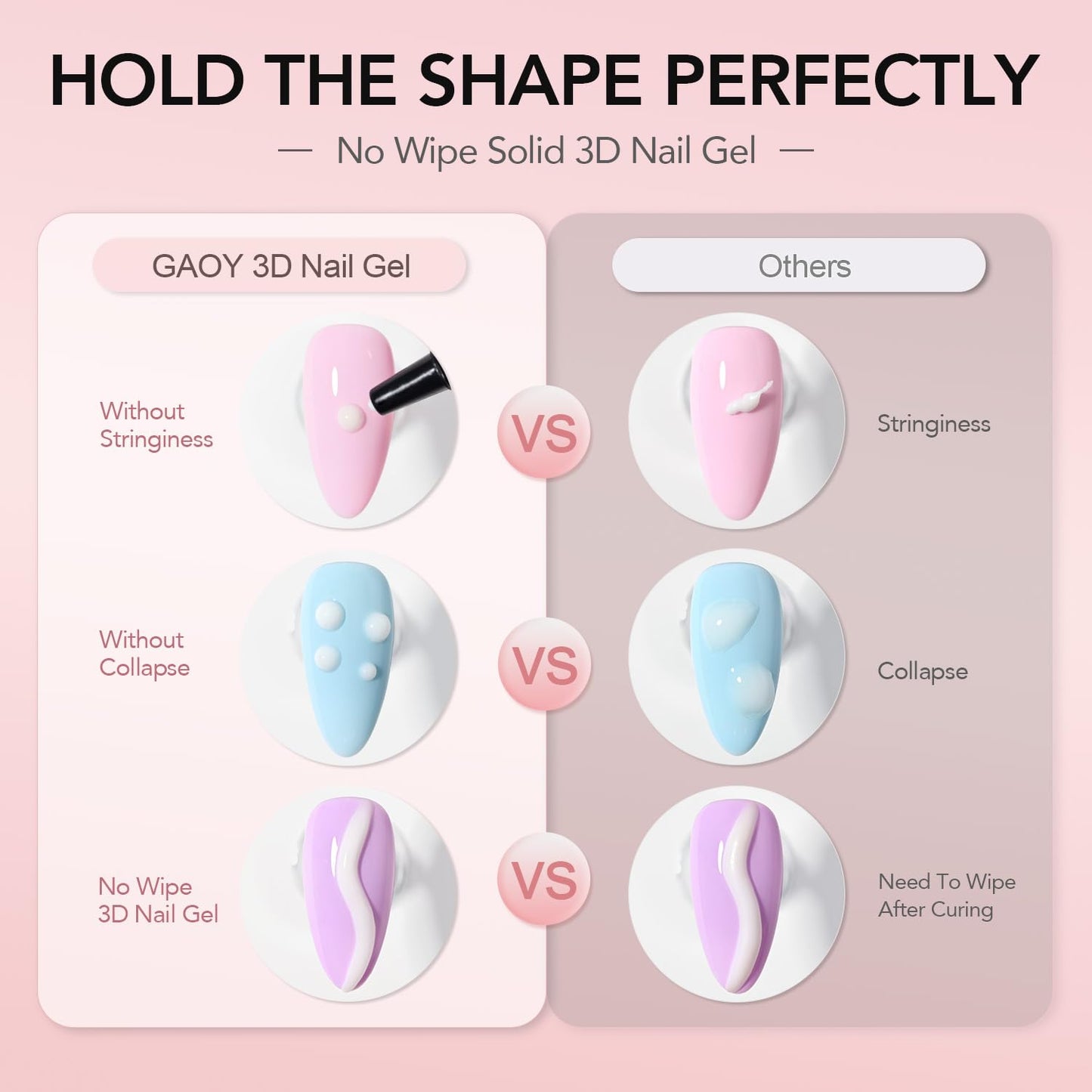 GAOY White 3D Nail Gel, 15g Sculpting Gel for 3D Nail Art Designs Carving, Molding, Painting, No Wipe Gel for Gems & Charms Decoration, Salon DIY Use-Velvo Beauty