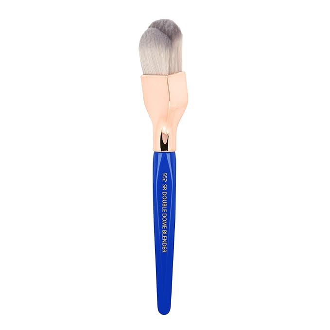 Bdellium Tools Professional Makeup Brush - Golden Triangle 952 Small Rounded Double Dome Blender - With All Vegan and Soft Synthetic Fibers, For Application & Blending (Blue, 1pc)-Velvo Beauty
