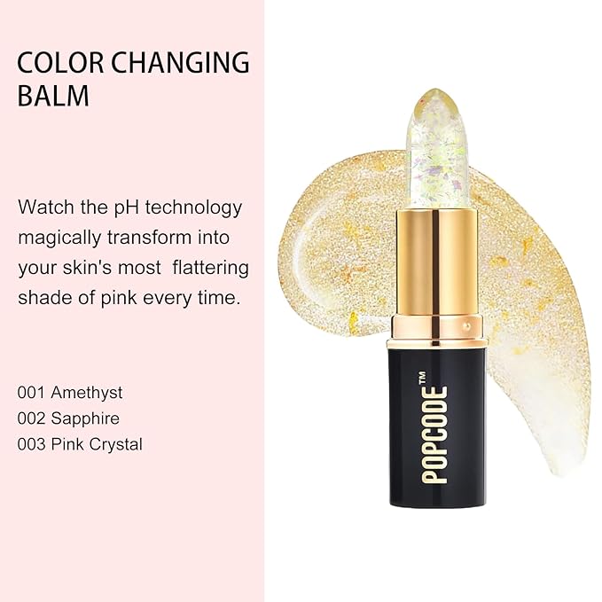 pH Lip Balm, Transparent Clear Color Changing Lipstick and Tinted Lip Balm Chapstick, Vegan & Cruelty Free Lip Tint, Hydrate & Nourish with JOJOBA and MEADOWFOAM SEED OIL, #001 Amethyst-Velvo Beauty