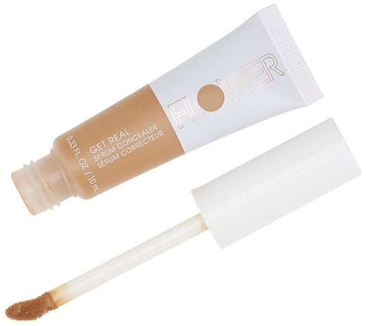 FLOWER BEAUTY By Drew Barrymore Get Real Serum Concealer - Brightens Skin + Blurs Blemishes - Hydrating Serum- Medium Deep-Velvo Beauty