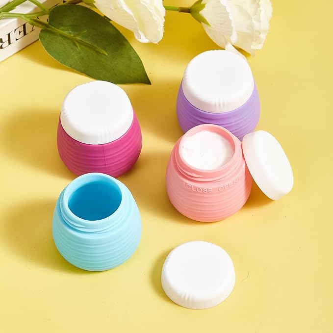 Travel Containers for Toiletries, 1.7oz Travel Size Premium Silicone Cosmetic Cream Jars, TSA Approved Leak-Proof Refillable Accessories W/Toiletry Bag for Cosmetic Face Body Cream(Vibrant)-Velvo Beauty