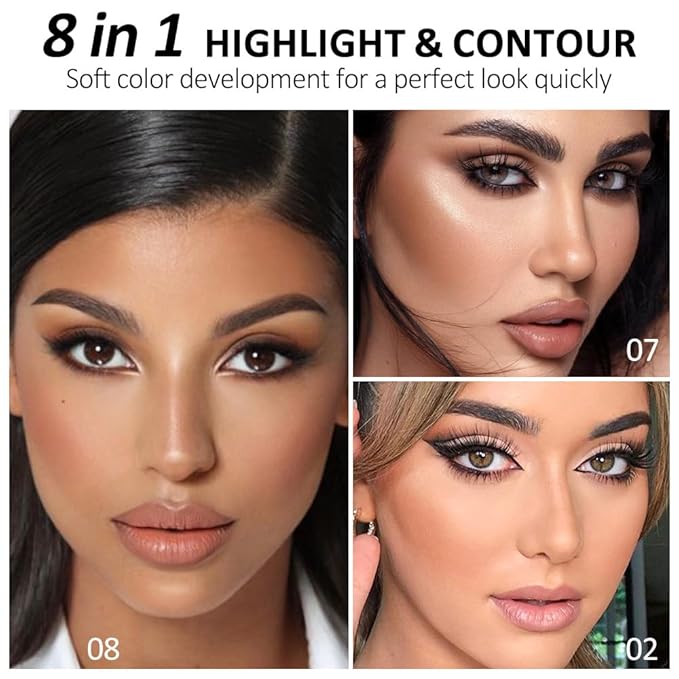 Professional Light to Medium to Dark Color Correcting Cream Contour Concealer Highlight Palette, Full Coverage Makeup Palet for Correct Dark Circles, Red Mark, Scar, etc,Waterproof-8A-Velvo Beauty
