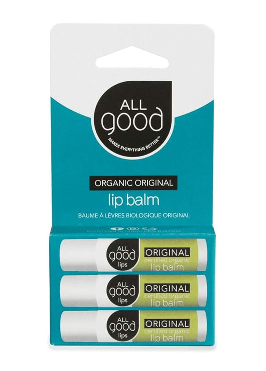 All Good Organic Lip Balm for Soft Smooth Lips - Calendula, Lavender, Olive Oil, Beeswax, Vitamin E | (Original) (3-Pack)-Velvo Beauty