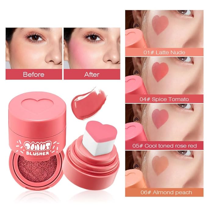 Stamp Liquid Blush Stamp Blush with Heart Shaped Applicator Natural Long Lasting Blush, Light and Airy Makeup for Women (5)-Velvo Beauty