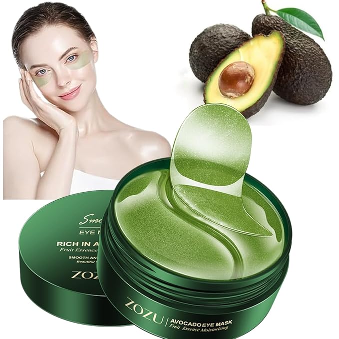 Eye Mask 60 Pcs, Under Eye Patches for Dark Circles and Puffiness, Lighten Fine Lines and Eye Bags,Water Replenishing Eye Treatment Mask (Avocado Eye Mask)-Velvo Beauty