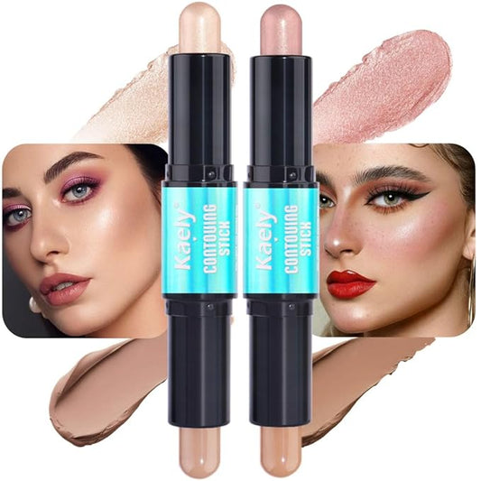 evpct 2in1 Face Shaping & Contouring Stick Cream Contour Concealer Bronzer Stick Makeup Kit for Beginner Face Highlighter Makeup Stick contorno maquillaje de maquillaje, NEW Fair + NEW Light Medium-Velvo Beauty
