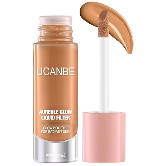 UCANBE Halo Glow Liquid Filter, Face Complexion Booster For Radiant Skin All Day Longwear, Soft-Focus Look Sodium Hyaluronate Vegan & Cruelty-Free - 0.91OZ Light Tan-Velvo Beauty