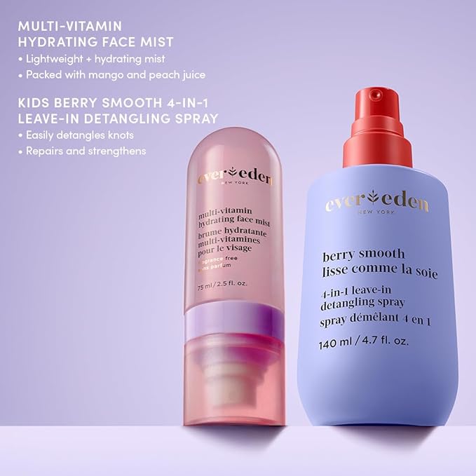 Evereden Kids Multi-Vitamin Hydrating Face Mist | Nourishing Face Spray, Preppy Skincare Essential for Ages 6+ | Clean Formula Safe for Sensitive Skin | Multi-Vitamin Complex, Peach & Mango Juice-Velvo Beauty