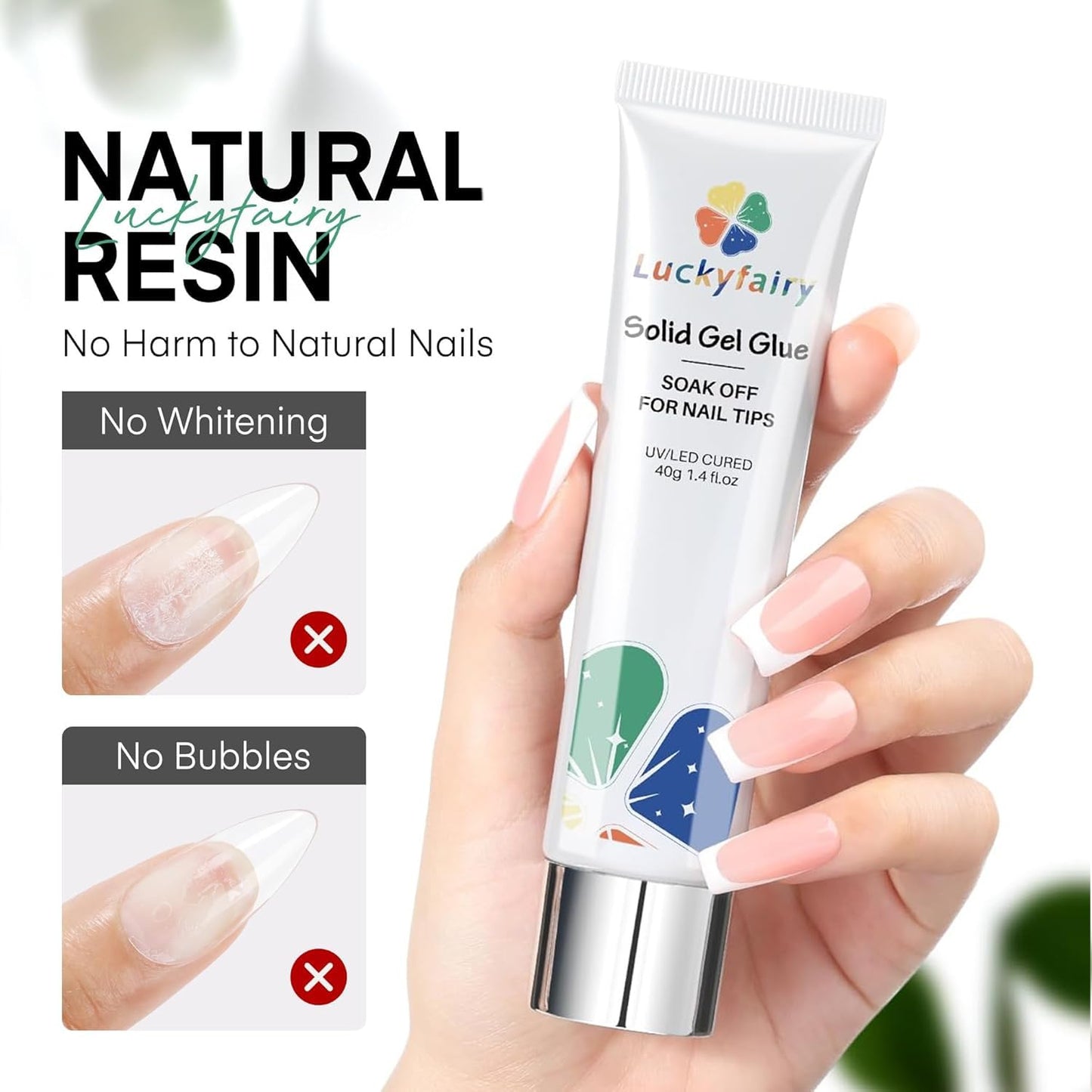 40ml Super Strong Nail Glue Soft Solid Gel Nail Glue for Press Ons Acrylic Nails, Mess Free, Lamp Curing Needed, Durable & Long-Lasting-Velvo Beauty