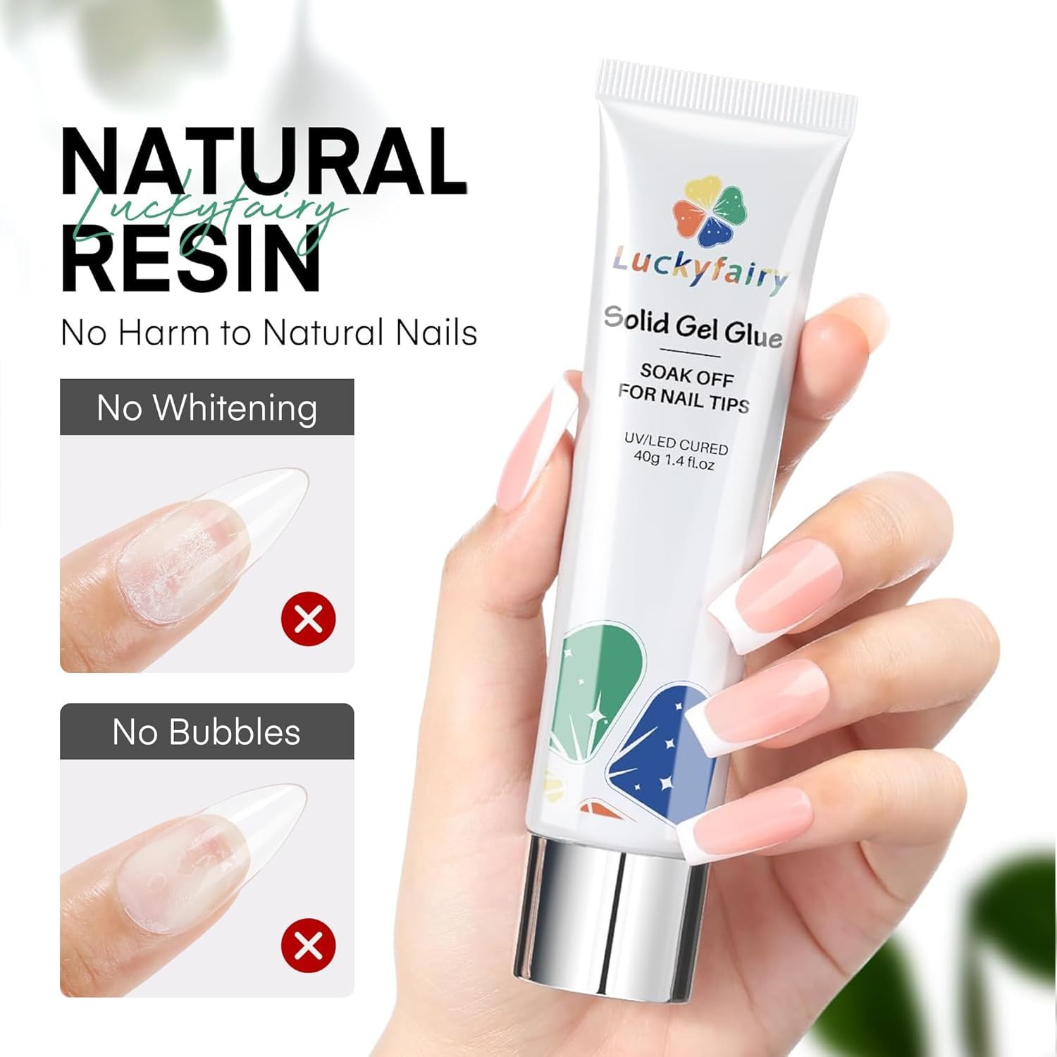 40ml Super Strong Nail Glue Soft Solid Gel Nail Glue for Press Ons Acrylic Nails, Mess Free, Lamp Curing Needed, Durable & Long-Lasting-Velvo Beauty