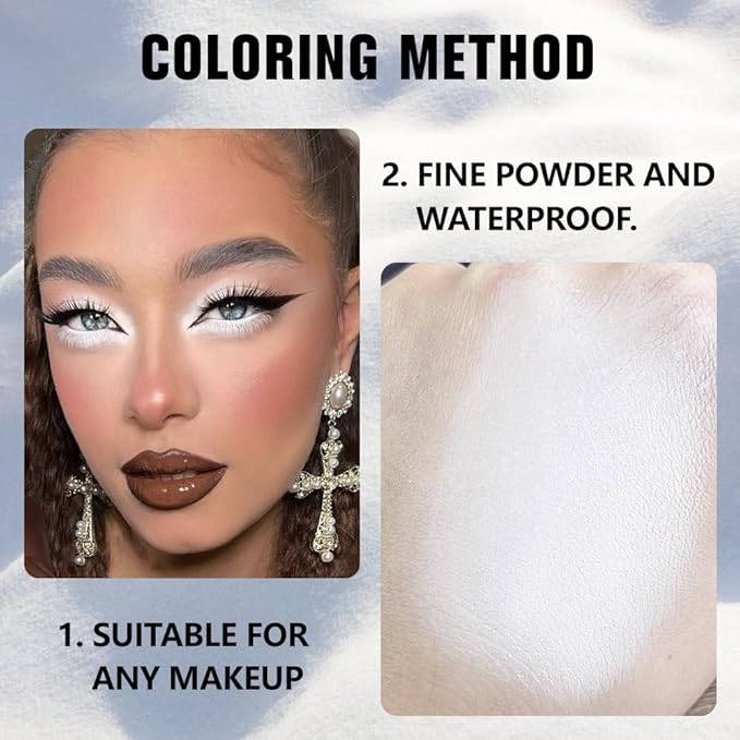 evpct Matte White Eyeshadow Singles, White Matte Cream Powder Eye Shadow Palette Makeup for Older Women, High Pigment Waterproof Monochrome Mini Eyeshadow Palette, sombra de ojos-Velvo Beauty