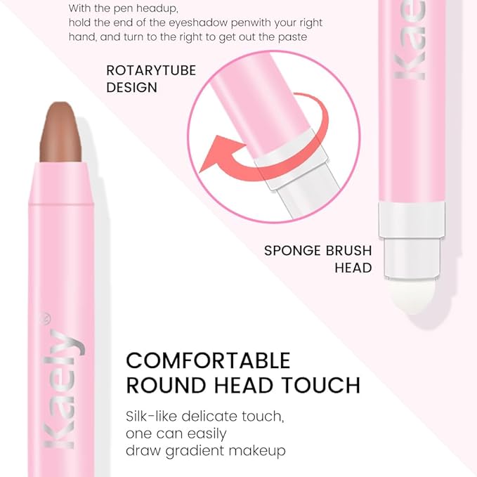 Kaely 2in1 Cream Eye Shadow Brightener Sticks for Eyes, Pencil Eyeshadow Applicator Stick Waterproof Pigmented, Eye Shadow Palette Highlighter Makeup, sombras para ojos, 22 Stone Matte-Velvo Beauty