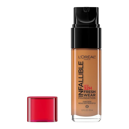 L'Oreal Paris Makeup Infallible Up to 32 Hour Fresh Wear Lightweight Foundation, 510 Hazelnut, 1 Fl Oz, Packaging May Vary-Velvo Beauty