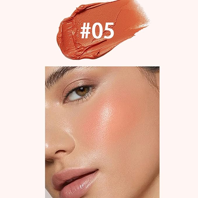Blush for Cheeks - Buildable Cream Blush, 3-in-1 Blush Stick Makeup for Cheek Lip Eyeshadow Contour, Tint Blush Blam for Mature Skin Women Girl Make Up Gift (Tangy Citrus #5)-Velvo Beauty