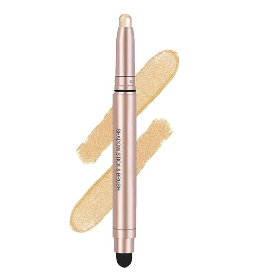 Gold Eyeshadow Stick, Shimmer Cream Single Eyeshadow Pencil, High Pigmented Eye Shadow Brightener Stick, Hypoallergenic Waterproof Long Lasting Highlighter stick Create Multi-Dimensional Eyes Look 02#-Velvo Beauty