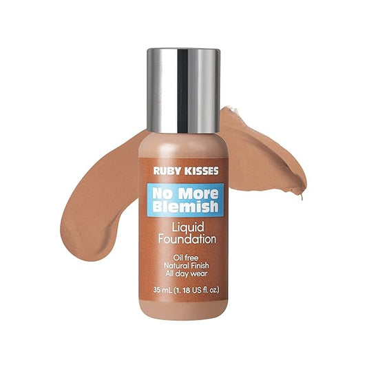 Ruby Kisses Liquid Foundation No More Blemish Oil-Free Foundation Korean Makeup 1.18 Fl Oz (Caramel)-Velvo Beauty