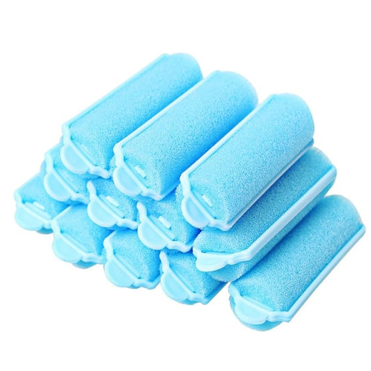12Pcs Foam Sponge Hair Rollers, Blue Hair Curlers Bouncy Curls Style Tools Accessories-Velvo Beauty
