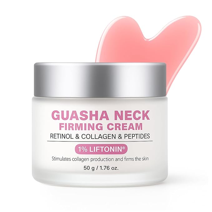 Neck Firming Cream with Gua Sha Tool, Neck Tightening Cream for Crepey Skin, Moisturizing and Lifting Neck Cream for Fine Lines and Sagging Skin 50g-Velvo Beauty