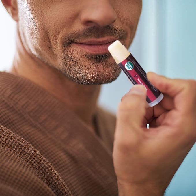 USDA Organic Lip Balm 4-Pack by Earth's Daughter - Cherry Flavor, Beeswax, Coconut Oil, Vitamin E - Best Lip Repair Chapstick for Dry Cracked Lips.-Velvo Beauty