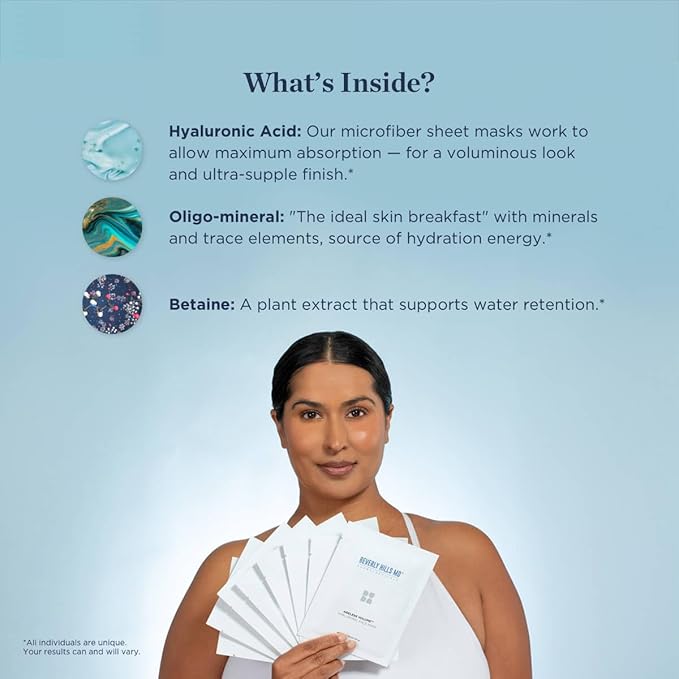 Ageless Volume Hyaluronic Face Mask- Reduce Appearance of Wrinkles, Anti Aging Formula for Plump, Moisturized Skin- 8 Pack- Hydrating & Firming Gentle Sheet Mask-Velvo Beauty