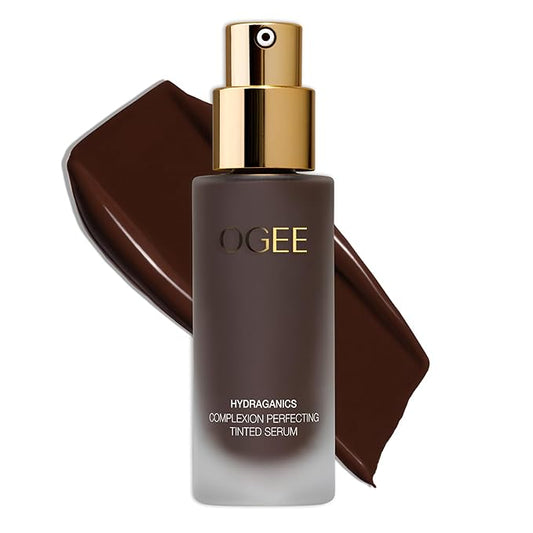 Ogee Complexion Perfecting Liquid Foundation - Lightweight Tinted Moisturizer For Face (Mahogany 14.5N - Deep Cocoa (Rich Undertones) - with Vitamin C & Jojoba Oil - Certified Organic & Made in USA-Velvo Beauty