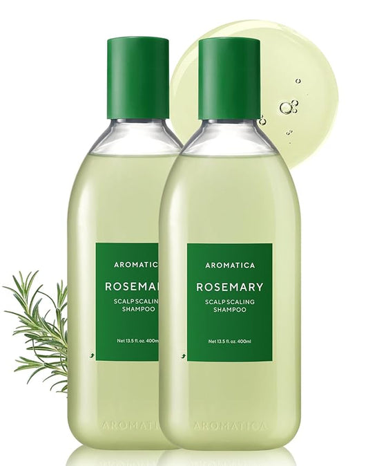 AROMATICA Rosemary Scalp Scaling Shampoo (2 packs) - Korean Hair Care with Thinning Hair Loss Natural Rosemary Essential Oil for Women Hair Growth - Free from Sulfate, Silicone, and Paraben (13.53 oz)-Velvo Beauty