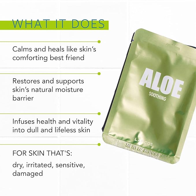 LAPCOS Aloe Sheet Mask, Daily Face Mask with Cucumber and Aloe Gel to Calm and Moisturize Skin, Korean Beauty Favorite, 5-Pack-Velvo Beauty