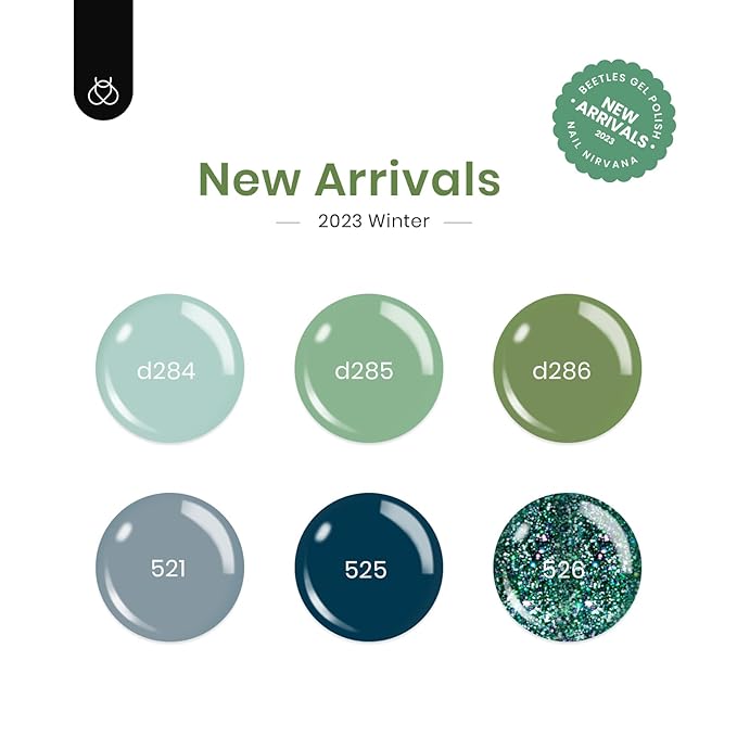 Beetles Green Gel Nail Polish Set - 6 Colors Green Gray Blue Glitter Nail Gel Polish Soak off Uv Gel Nail Art Manicure Gifts for Women-Velvo Beauty